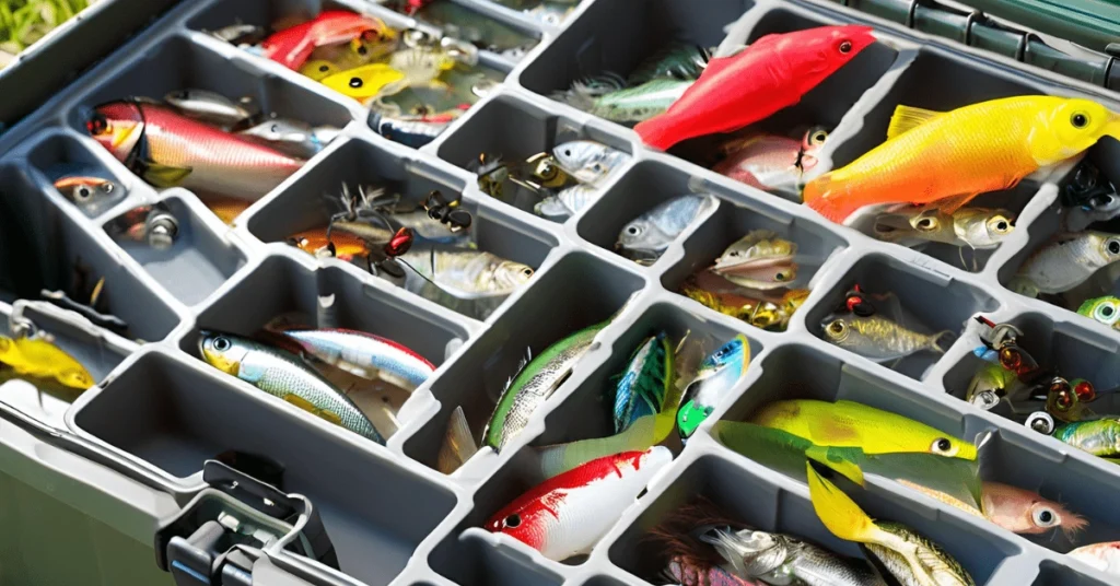 Multiple fishing tackle boxes organized with hooks, lures, and weights, showcasing efficient fishing gear storage ideas.