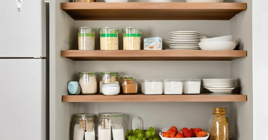 Above Refrigerator Storage Ideas: Utilize space with stylish floating shelves.