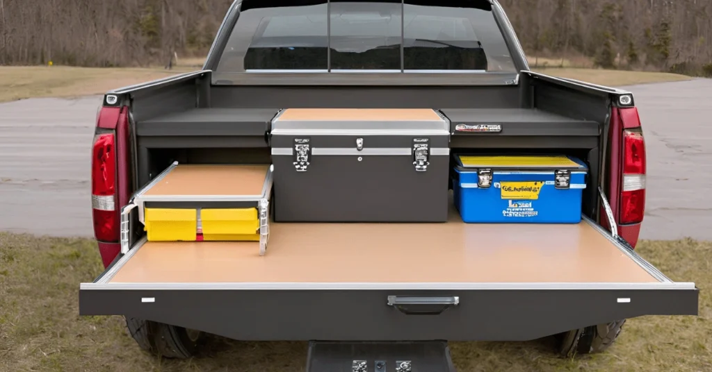 Truck bed storage ideas: Cross-bed toolbox for organizing and securing tools.